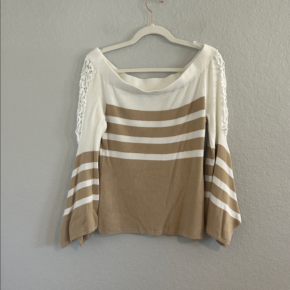Stylish Tan and White Women's sweater